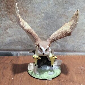 Amhearst Manor Great Horned Owl Porcelain Sculpture